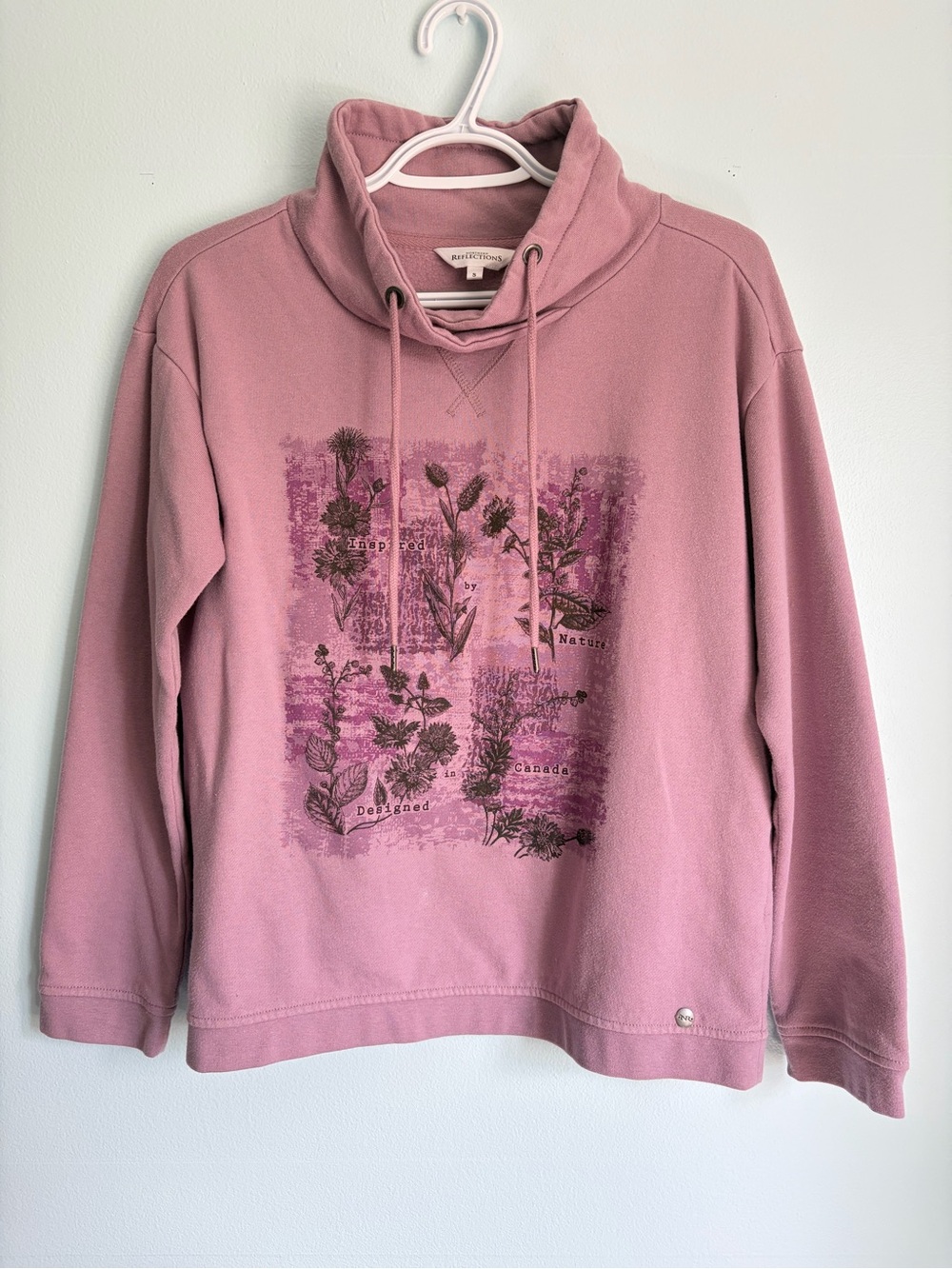 Northern Reflections Cowl Neck Sweater - Floral Lavender Pattern - Size Small